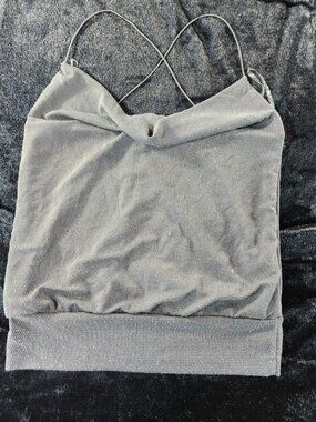 Women’s Crave Fame DRK Gray Strappy Top Size Medium